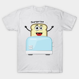 Bread Surprise by Jumping from the Toaster - Funny Illustration T-Shirt